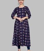 Blue printed cotton party-wear-kurtis