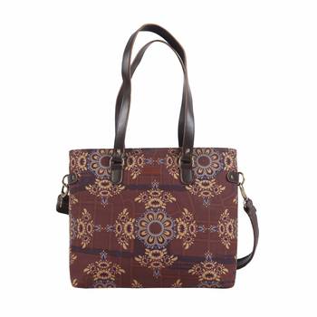 Brown Floral Motif Trendy Bag for Women 1