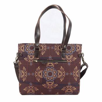 Brown Floral Motif Trendy Bag for Women 2