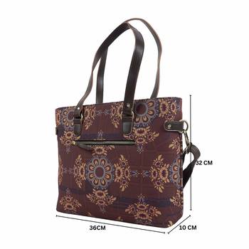 Brown Floral Motif Trendy Bag for Women 3