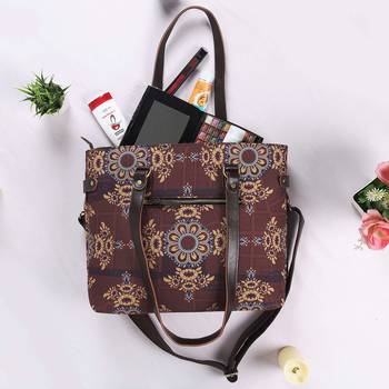 Brown Floral Motif Trendy Bag for Women 5