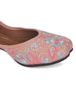 Desi Colour Peach Embroidered women Ethnic Footwear/Punjabi Jutti