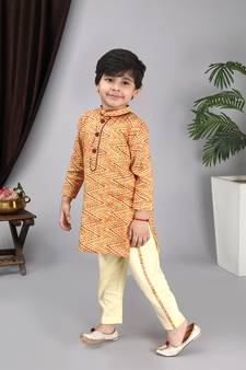 Printed Kurta yellow Paint