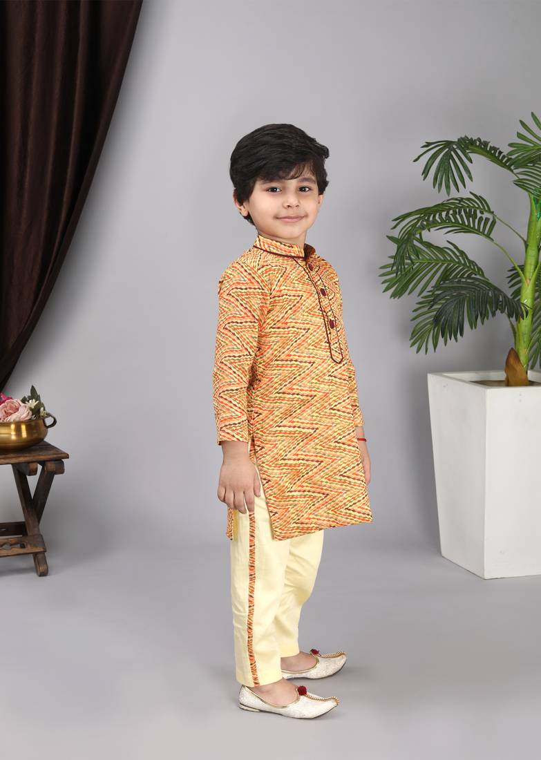 Printed Kurta yellow Paint