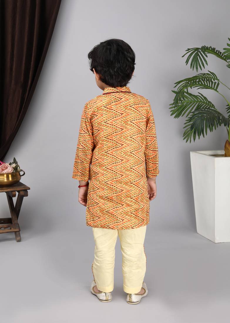 Printed Kurta yellow Paint