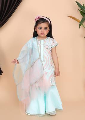 Aqua Green Kurti Sharara 1