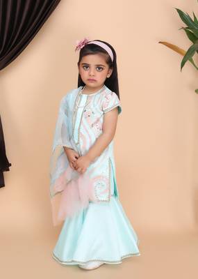 Aqua Green Kurti Sharara 4