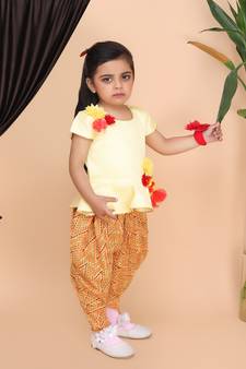 Yellow Puplum printed Dhoti