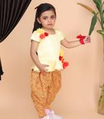 Yellow Puplum printed Dhoti