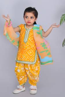 Yellow kurti and yellow dhoti