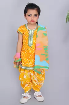 Yellow kurti and yellow dhoti