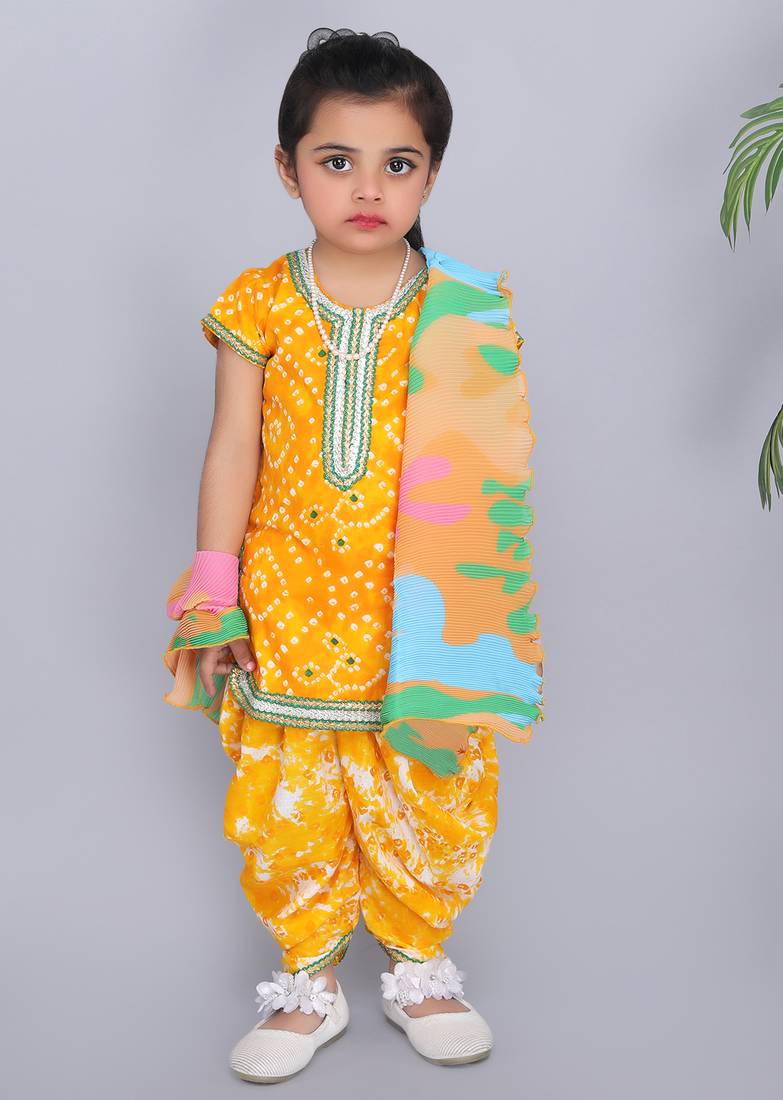Yellow kurti and yellow dhoti
