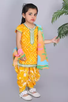 Yellow kurti and yellow dhoti