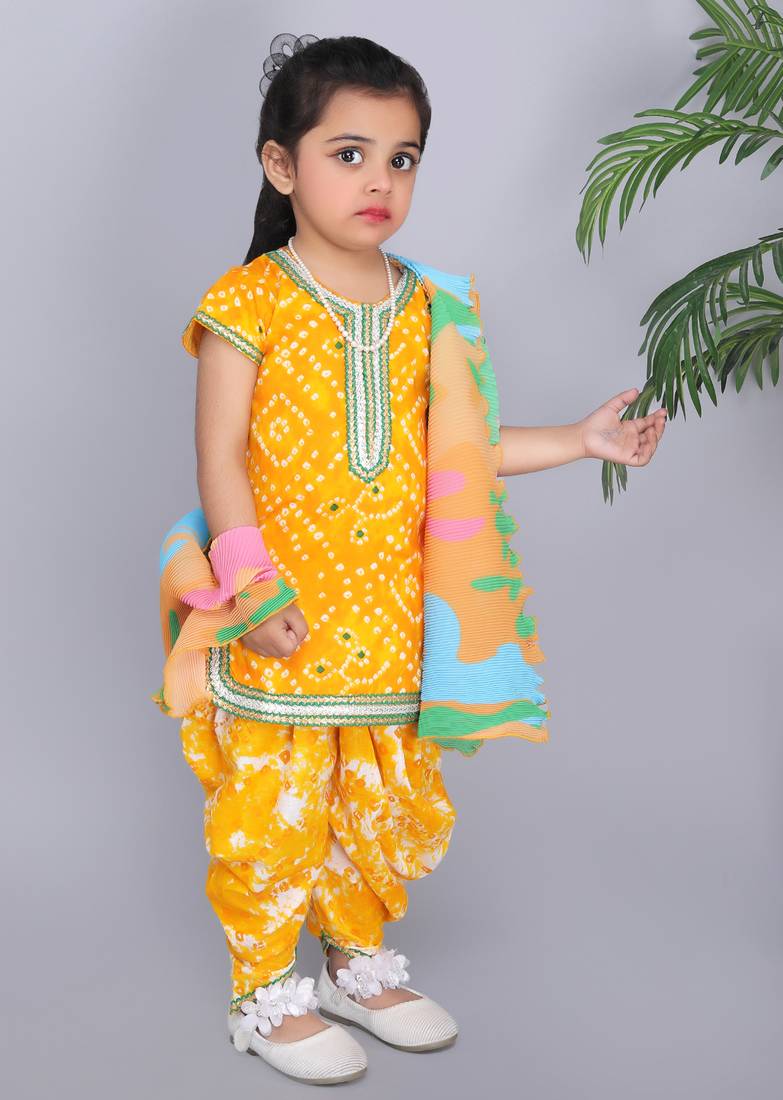 Yellow kurti and yellow dhoti