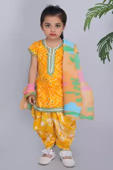 Yellow kurti and yellow dhoti