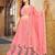 Light-crimson embroidered net semi stitched lehenga