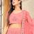 Light-crimson embroidered net semi stitched lehenga