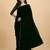 Green plain velvet saree with blouse