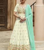 White Embroidered Gerogette Floor Length Salwar Kameez