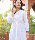 Pastel White Cotton Tunic Top