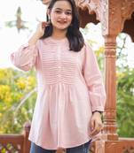 Pastel Peach Cotton Tunic Top