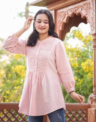 Pastel Peach Cotton Tunic Top 4