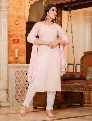 Peach Lucknow Chikankari Suit Set (Set of 3) 4