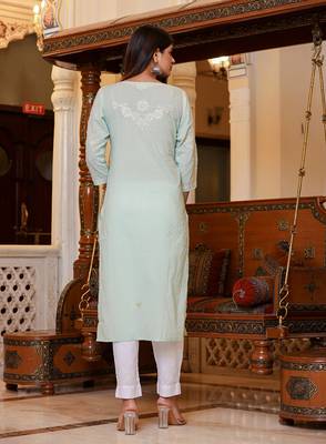 Green Lucknow Chikankari Suit Set (Set of 3) 2