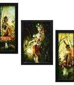 Three Fairys Wall Art Painting, without Glass Multicolor 28.5 x 19 Inches (Combined) | Large, Set of 3