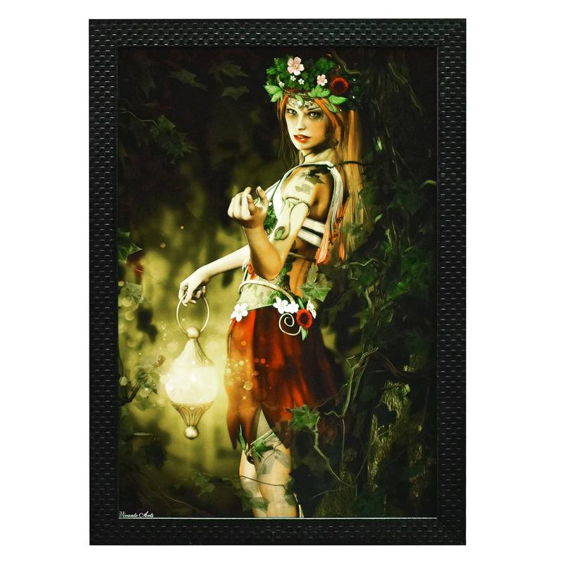 Three Fairys Wall Art Painting, without Glass Multicolor 28.5 x 19 Inches (Combined) | Large, Set of 3