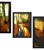 small river in the nature Wall Art Painting, without Glass Multicolor 28.5 x 19 Inches (Combined) | Large, Set of 3