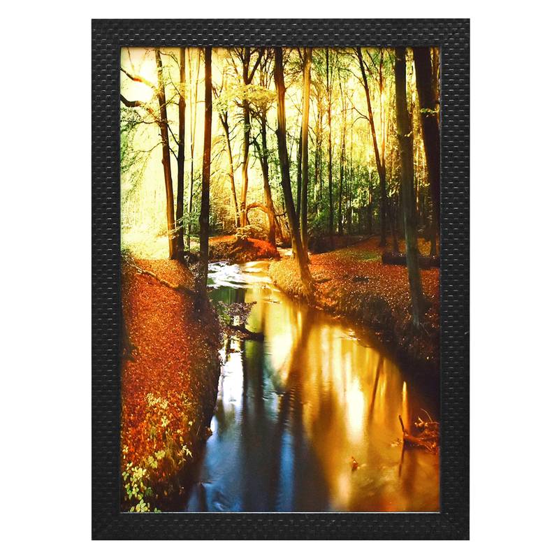 small river in the nature Wall Art Painting, without Glass Multicolor 28.5 x 19 Inches (Combined) | Large, Set of 3