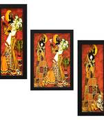 Two Human Figurine Wall Art Painting, without Glass Multicolor 28.5 x 19 Inches (Combined) | Large, Set of 3