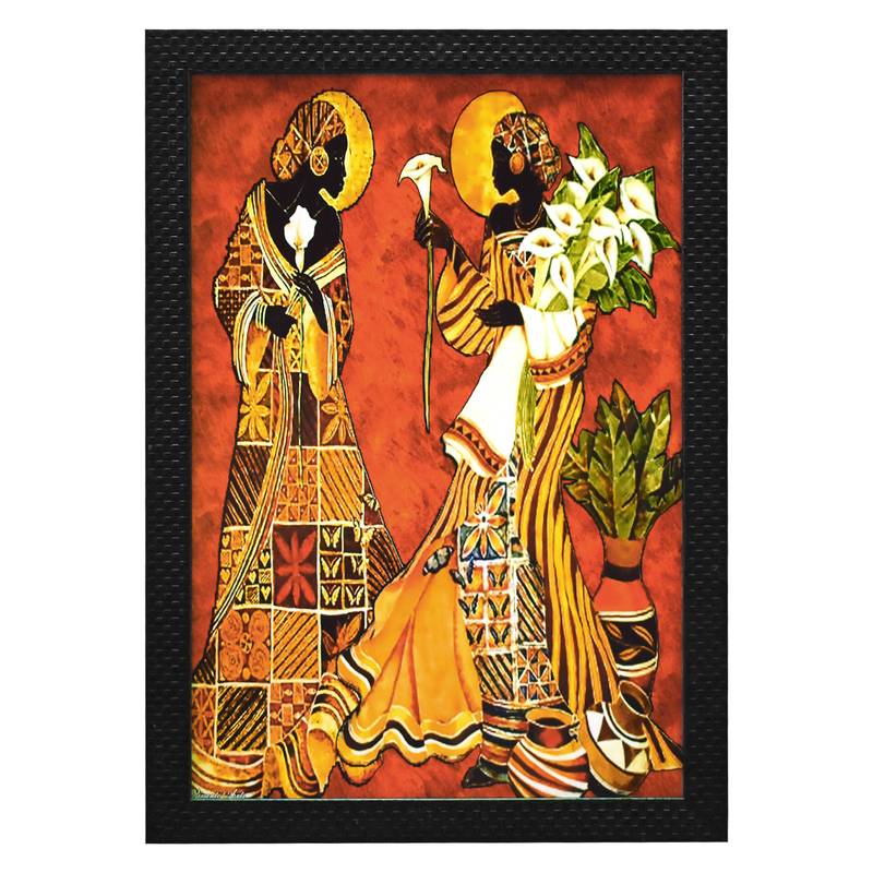 Two Human Figurine Wall Art Painting, without Glass Multicolor 28.5 x 19 Inches (Combined) | Large, Set of 3