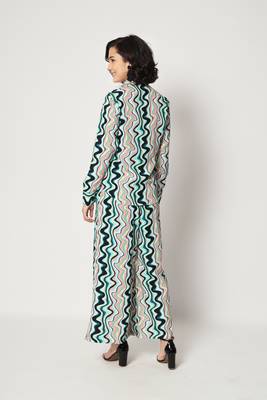 Light Blue Crepe Digital Printed Top with Matching Trouser. 2