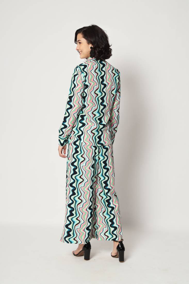 Light Blue Crepe Digital Printed Top with Matching Trouser.