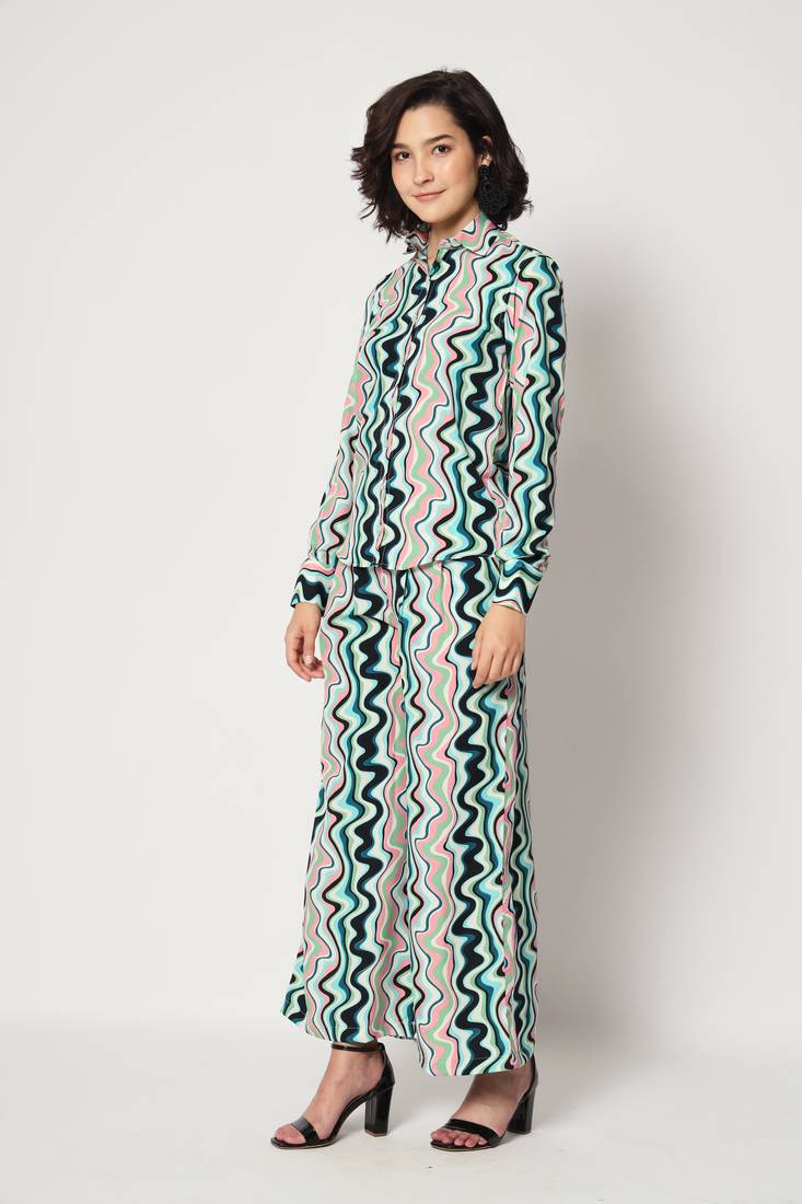 Light Blue Crepe Digital Printed Top with Matching Trouser.