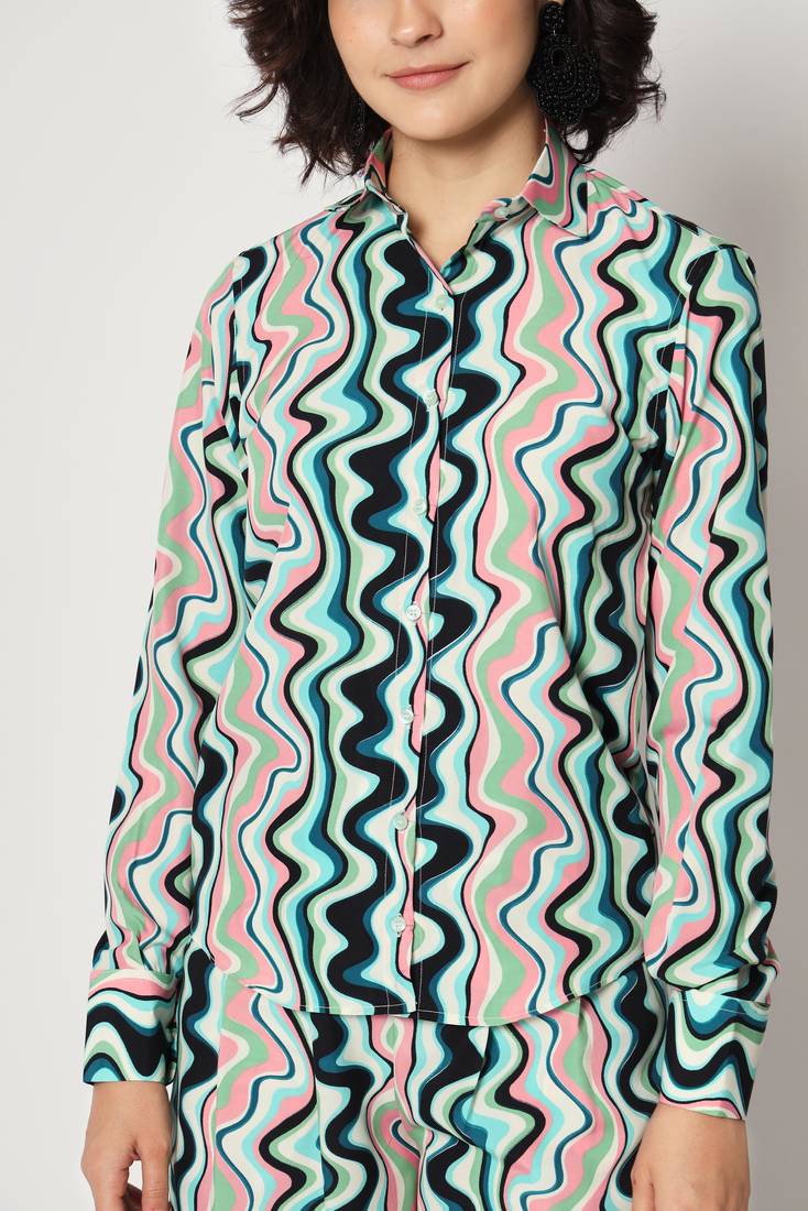 Light Blue Crepe Digital Printed Top with Matching Trouser.