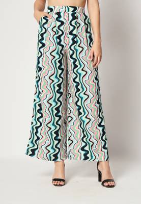 Light Blue Crepe Digital Printed Top with Matching Trouser. 5