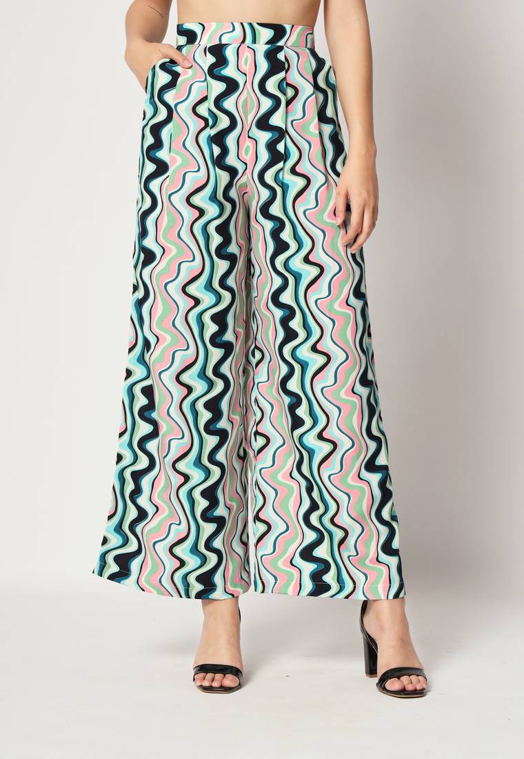 Light Blue Crepe Digital Printed Top with Matching Trouser.