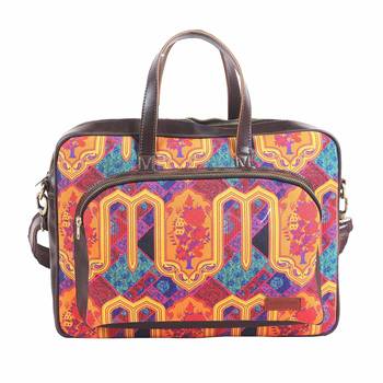 Multicoloured Motif Printed Laptop Bag 1