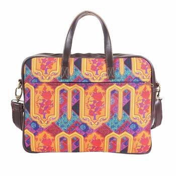 Multicoloured Motif Printed Laptop Bag 2