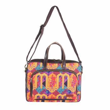 Multicoloured Motif Printed Laptop Bag 3