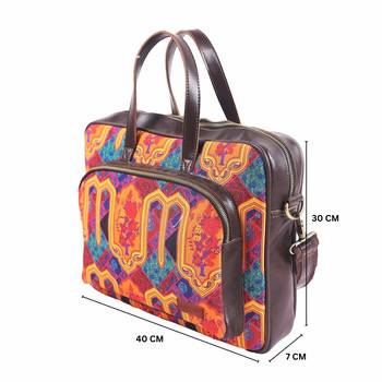 Multicoloured Motif Printed Laptop Bag 4