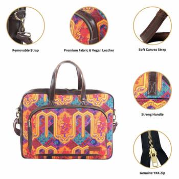 Multicoloured Motif Printed Laptop Bag 5