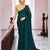 Women Teal Georgette Swaroski Work Saree with Unstitched Blouse Piece