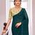 Women Teal Georgette Swaroski Work Saree with Unstitched Blouse Piece
