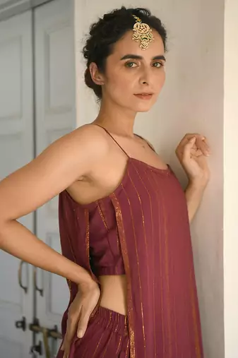 Garnet Sparkling Kurta Pants Set