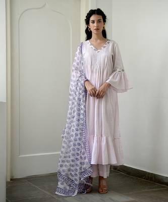 Rosy Flamingo Pleated Kurta Set 1