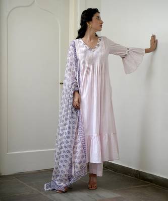 Rosy Flamingo Pleated Kurta Set 2